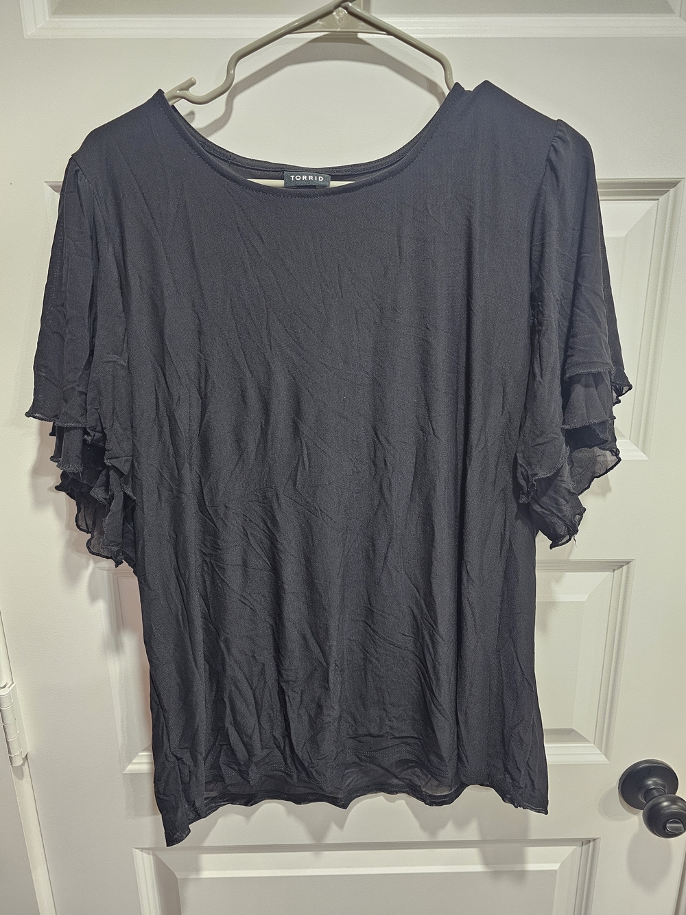 torrid Black Layered Ruffle Sleeve Short Sleeve Top